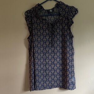Bobeau Navy and Brownish Sleeveless Blouse